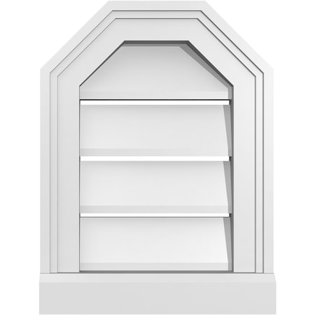 Ekena Millwork Octagonal Top Surface Mount PVC Gable Vent w/ 2"W x 2"P Brickmould Sill Frame, 12"W x 16"H GVPOT12X1603SF